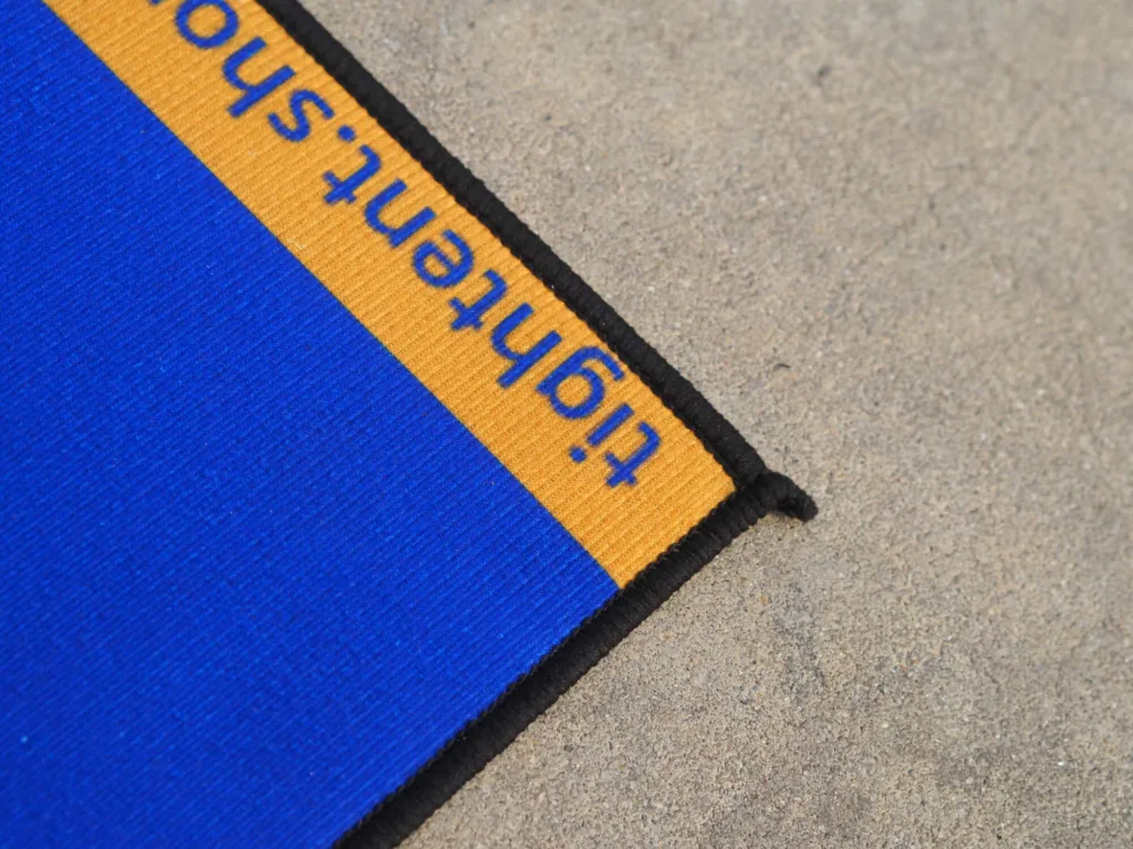 Polyester pile, non-slip backing, full-coverage print