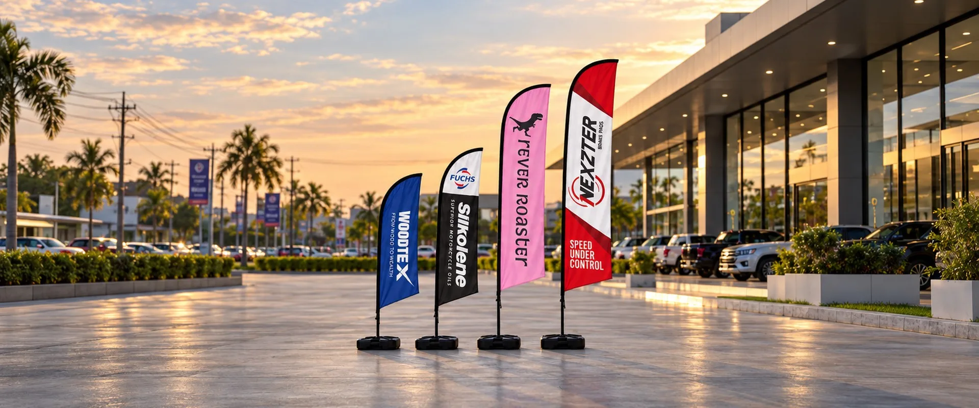 Beach flag with a Tightent logo print