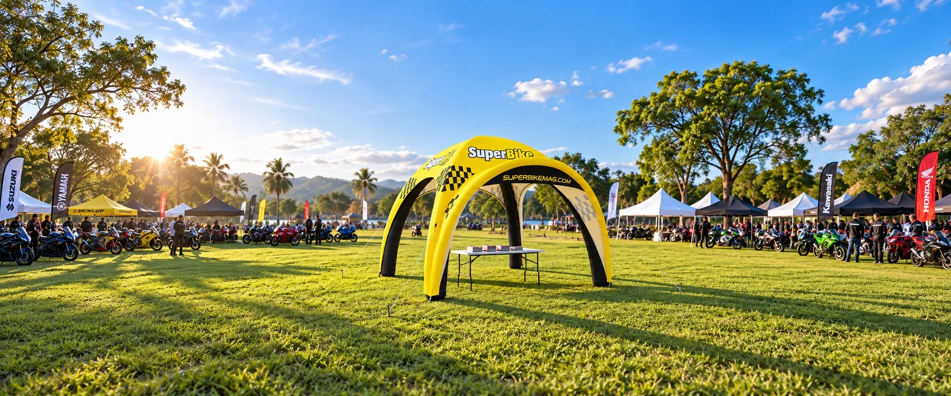 An inflatable tent at an outdoor event