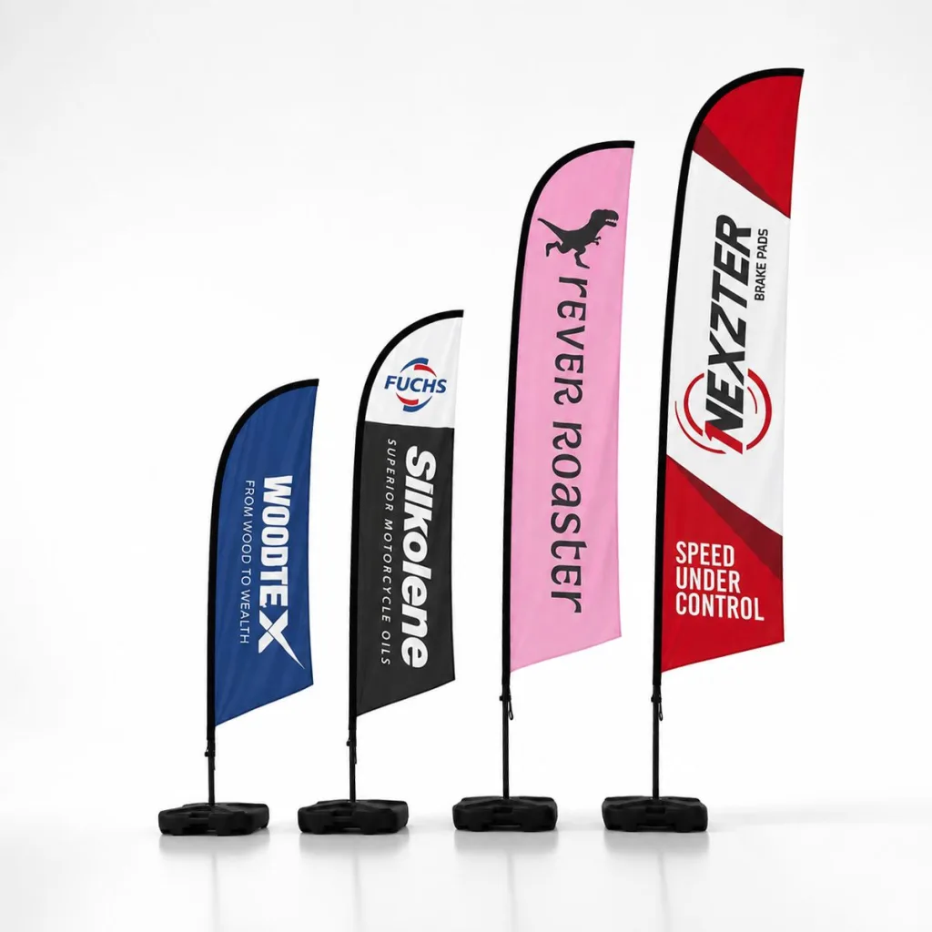 All 4 beach flag sizes